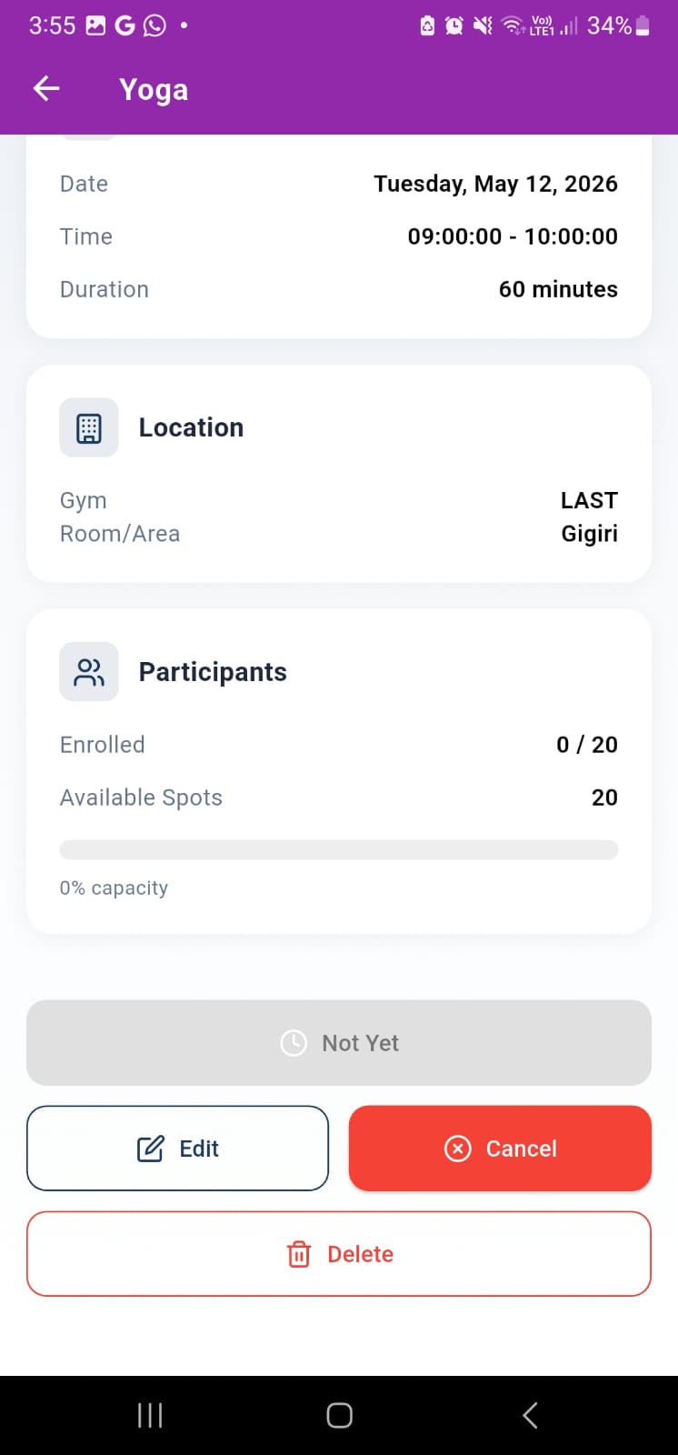 Trainer app — session